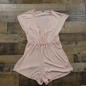 Ecote v-neck ribbed romper women's extra large pink USA made‎